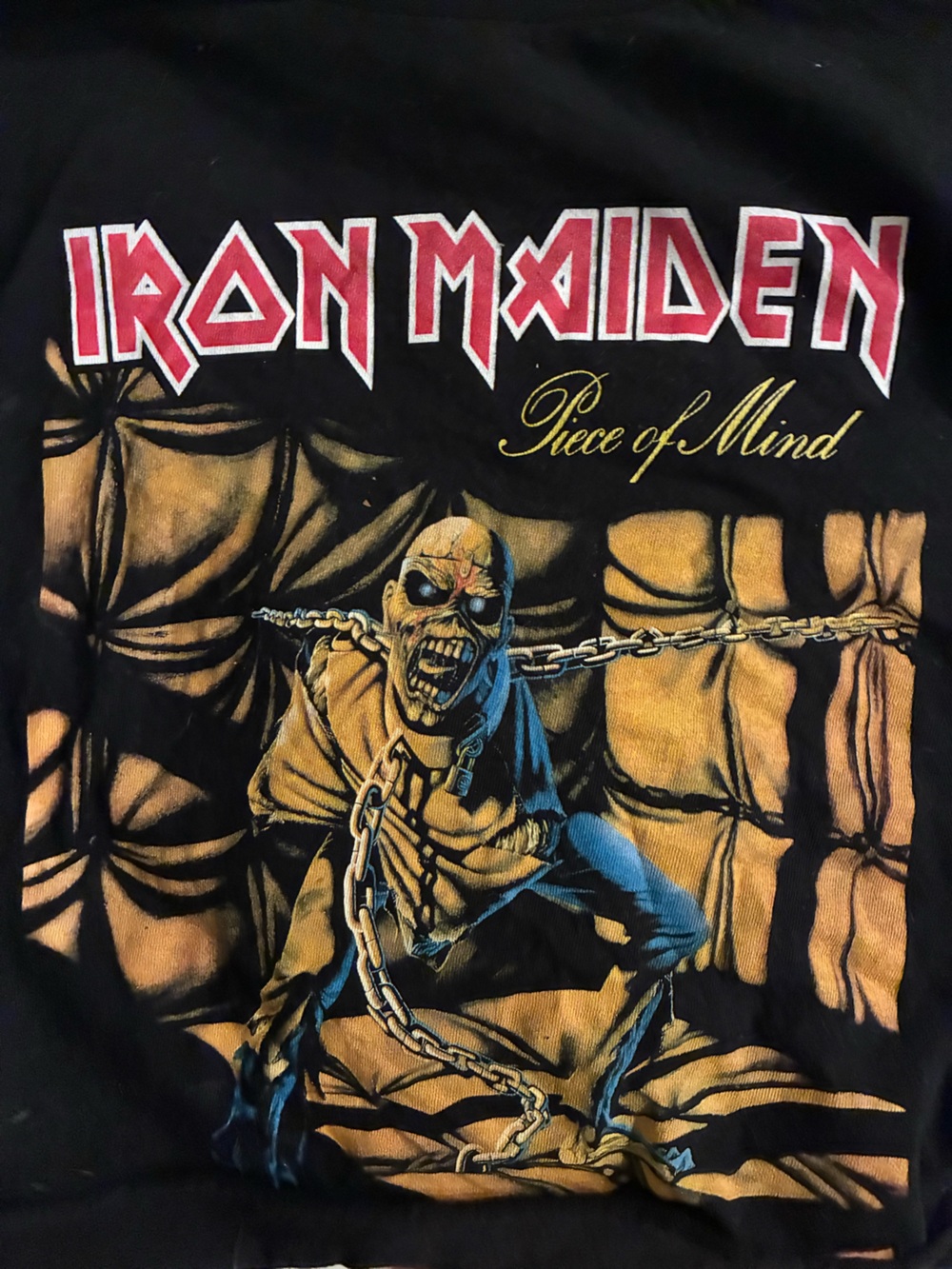 Women’s crop top Iron Maiden Black Graphic Tee - Piece of Mind Artwork